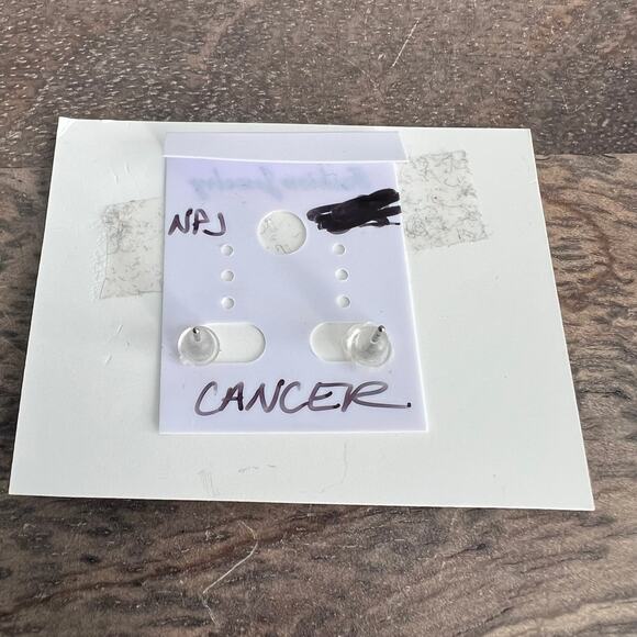 New silver tone cancer astrological horoscope small post earrings - Picture 2 of 4